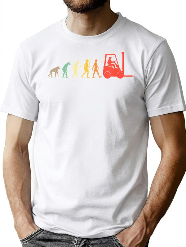 Funny Forklift Operator Evolution Gift Vintage Forklift T-Shirt - White