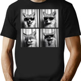 Funny Fox Photobooth Session Retro Vintage Black And White T-Shirt - Black
