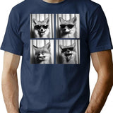 Funny Fox Photobooth Session Retro Vintage Black And White T-Shirt - Navy