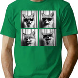 Funny Fox Photobooth Session Retro Vintage Black And White T-Shirt - Green