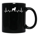 Funny French Bulldog Heartbeat Black Coffee Mug, Gift Coffee Mug - Black