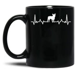 Funny French Bulldog Heartbeat Black Coffee Mug, Gift Coffee Mug