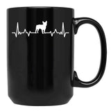 Funny French Bulldog Heartbeat Black Coffee Mug, Gift Coffee Mug - Black