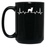 Funny French Bulldog Heartbeat Black Coffee Mug, Gift Coffee Mug