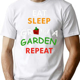 Funny Game Eat Sleep Grow A Garden Repeat Gamer Design T-Shirt - White