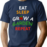 Funny Game Eat Sleep Grow A Garden Repeat Gamer Design T-Shirt - Navy