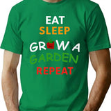 Funny Game Eat Sleep Grow A Garden Repeat Gamer Design T-Shirt - Green
