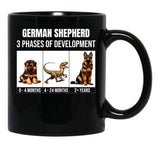 Funny German Shepherd 3 Phases Of Development Black Coffee Mug, Gift Coffee Mug - Black