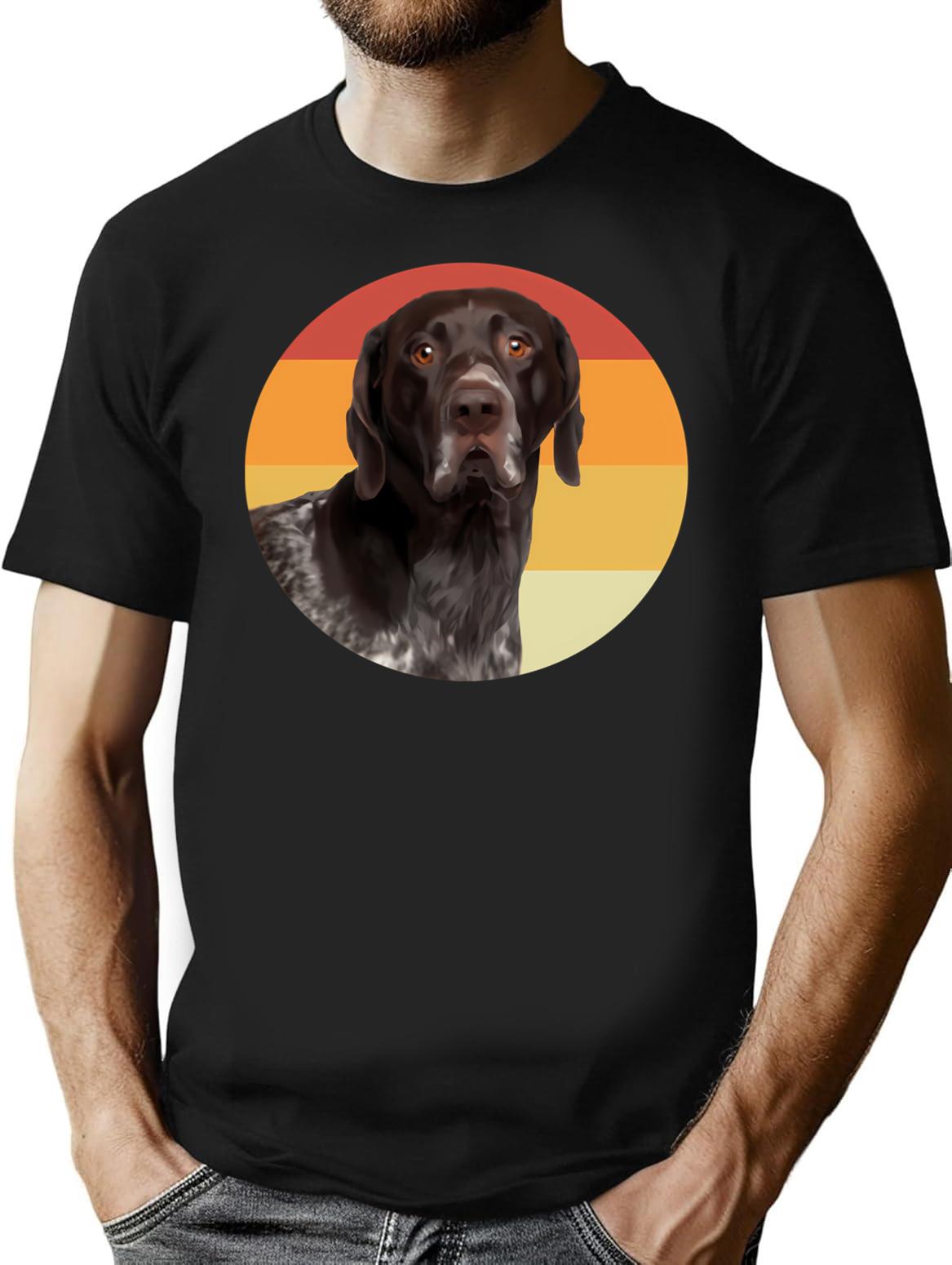 Funny German Shorthaired Pointer Dog Vintage Retro Face T-Shirt - Black