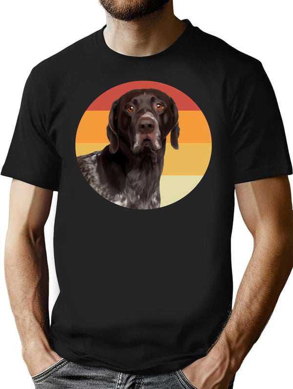 Funny German Shorthaired Pointer Dog Vintage Retro Face T-Shirt - Black