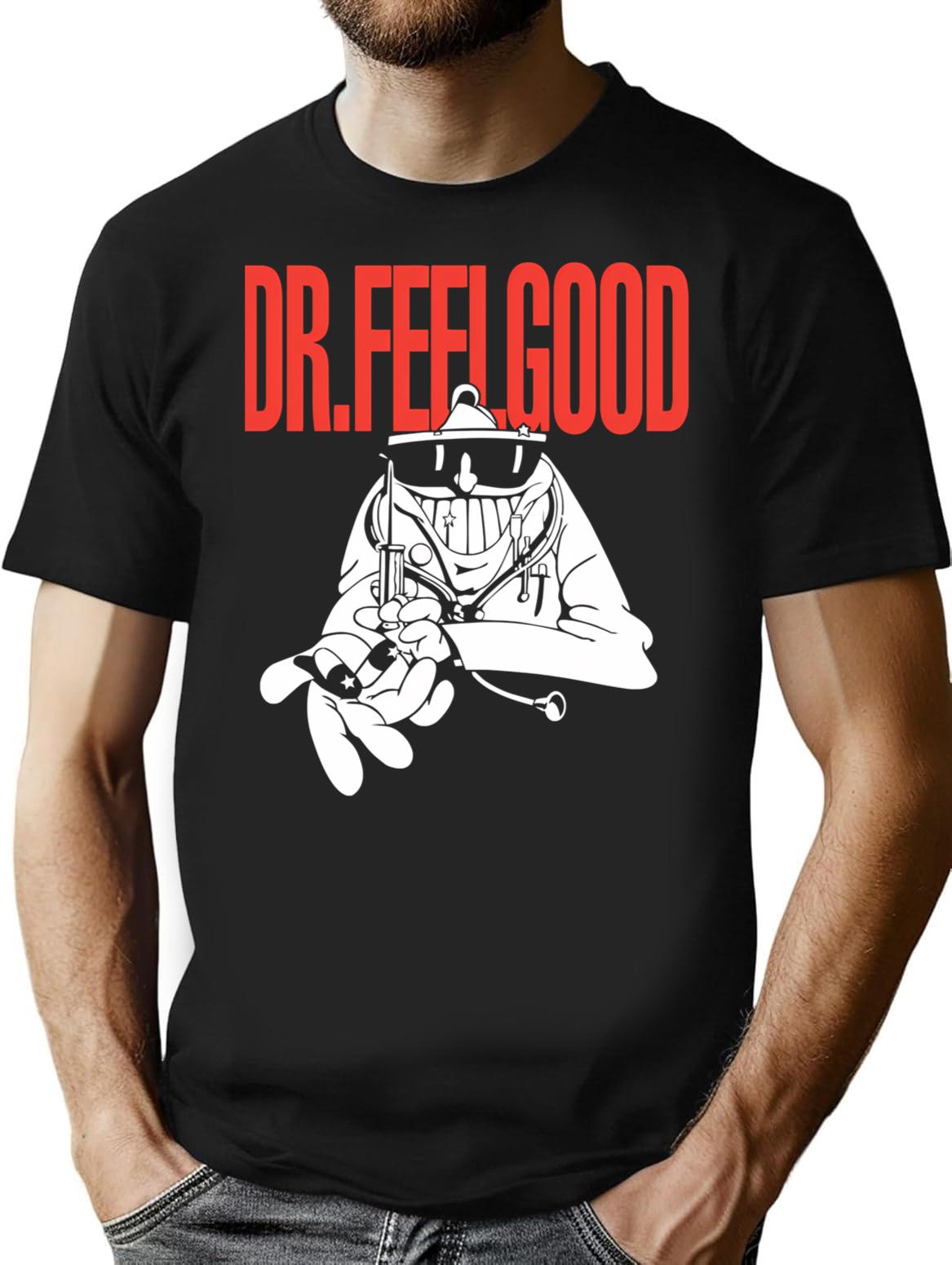 Funny Gift For Animal Dr Feelgood Dark Grey Vintage Photograp T-Shirt - Black