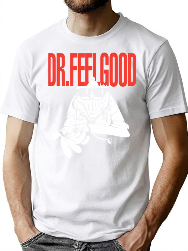 Funny Gift For Animal Dr Feelgood Dark Grey Vintage Photograp T-Shirt - White