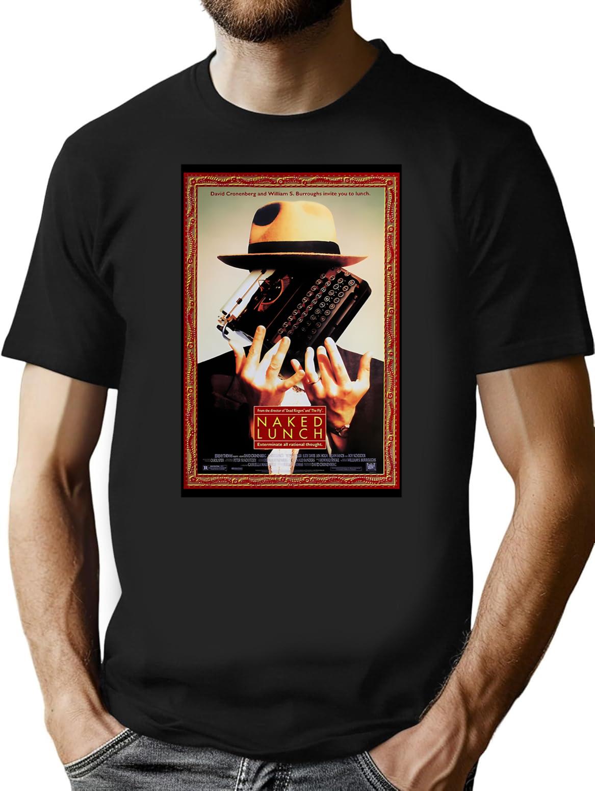 Funny Gifts Beautiful Model Naked Lunch Poster Vintage Photograp T-Shirt - Black