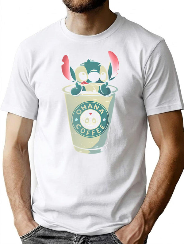 Funny Gifts Long Sleeve Ohana Coffee Vintage Photograp T-Shirt - White