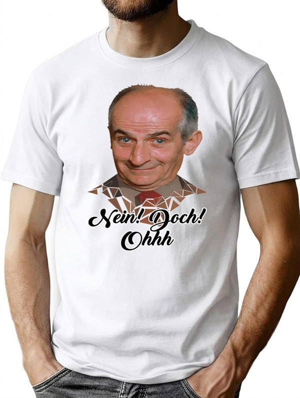 Funny Gifts Nein Doch Ohh Long Sleeve Louis De Funes Special Present Vintage Retro T-Shirt - White