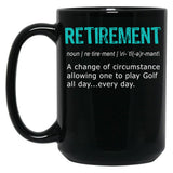 Funny Golf Retirement Definition For Retirement Gift Black Coffee Mug, Gift Coffee Mug