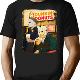 Funny Halloween Dunkinn Donut Horror Movie Michael And Jason T-Shirt - Black