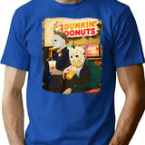 Funny Halloween Dunkinn Donut Horror Movie Michael And Jason T-Shirt - Blue