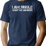 Funny I'm Single Want My Number T-Shirt - Navy