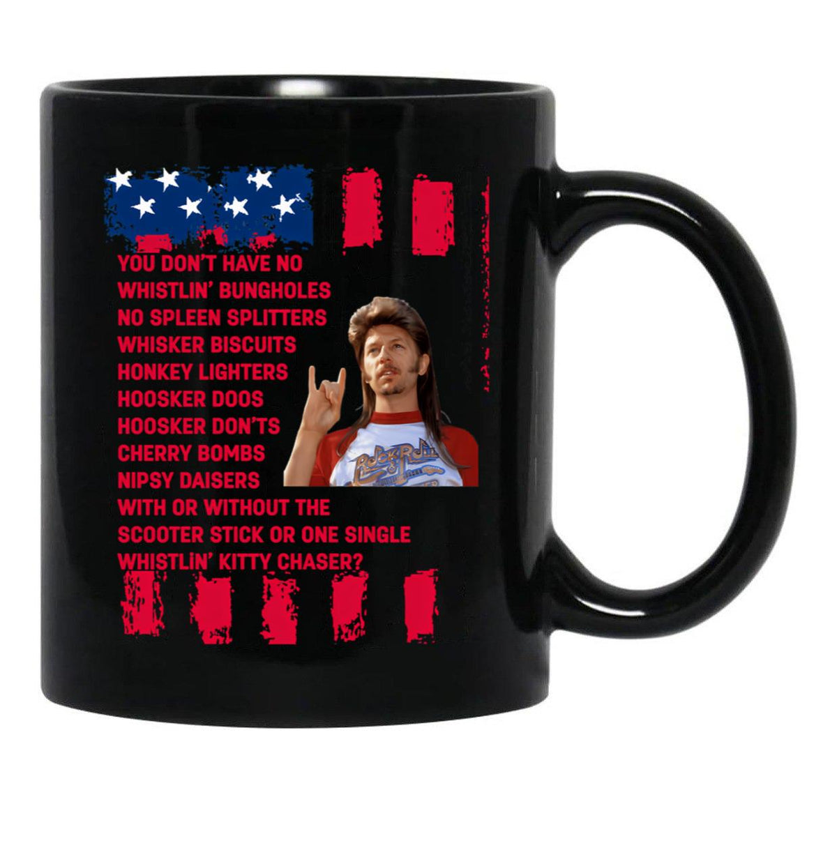 Funny Joe Dirt Merica Fourth Of July Gift Men Women Black Coffee Mug - Black