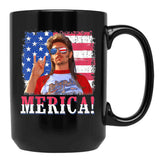 Funny Joe_Dirt'S Merica 4Th Of July American Flag Black Coffee Mug - Black