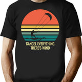 Funny Kiteboarding Cancel Everything There's Wind T-Shirt - Black