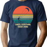 Funny Kiteboarding Cancel Everything There's Wind T-Shirt - Navy