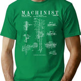 Funny Machinist Vintage Dial Caliper Patent Print Drawing T-Shirt - Green