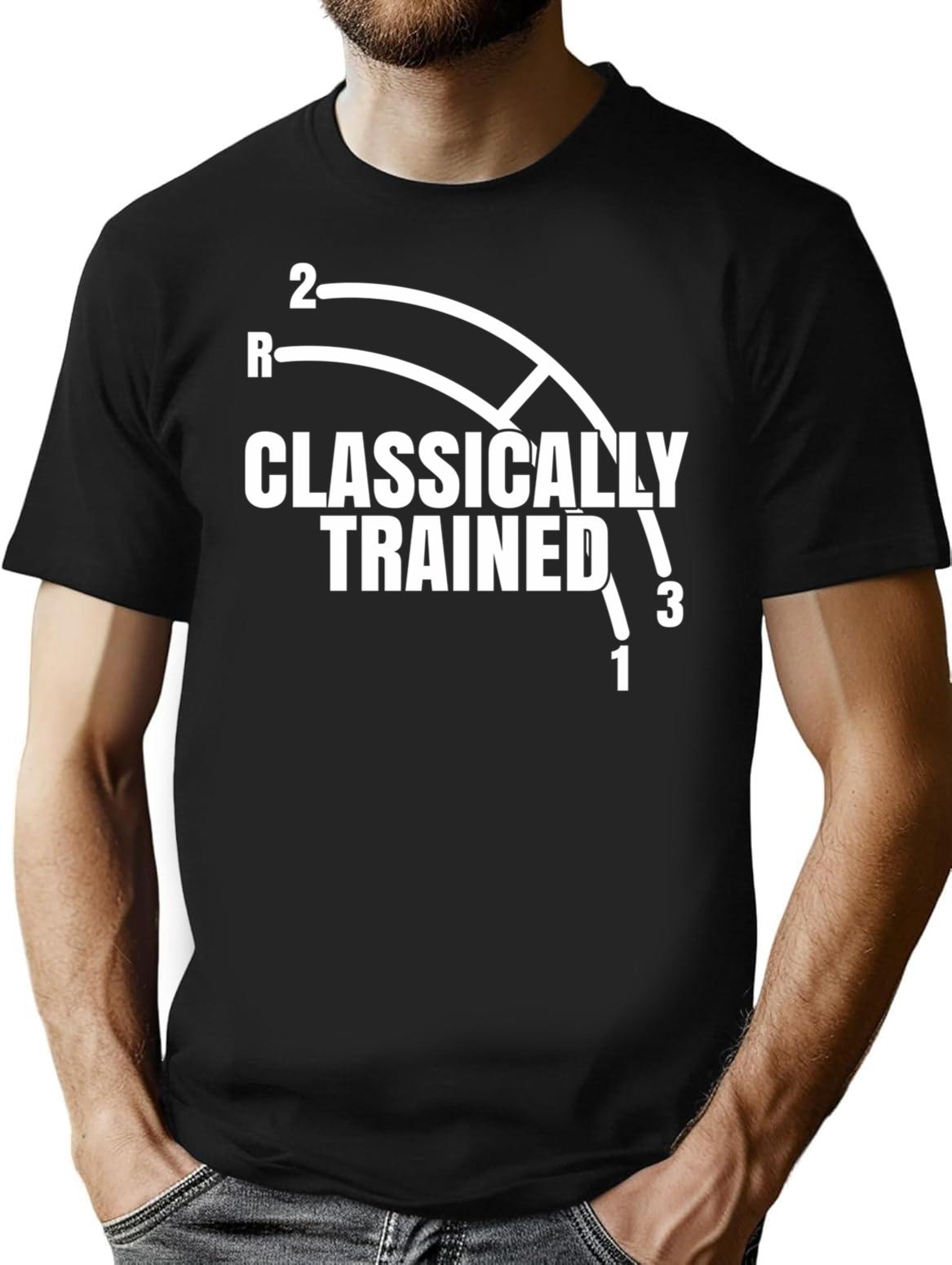 Funny Manual Column Shift Three Speed Transmission 3 Pedals T-Shirt - Black