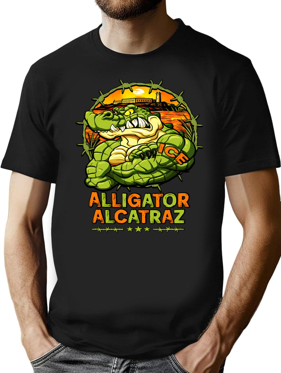 Funny Meme Florida Alligator Alcatraz Ice 2025 Black T-Shirt - Black