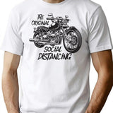 Funny Motorcycle Original Distancing T-shirt - Sarcastic Humor Graphic Tee - White