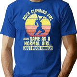 Funny Mountain Climber Rock Climbing Girl T-Shirt - Blue