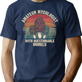 Funny Mushroom Forager Gift Amateur Mycologist With Questionable Morels In Vintage Style T-Shirt - Navy