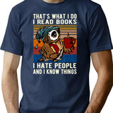 Funny Owl That's What I Do I Read Books I Hate People And I Know Things Gift T-Shirt - Navy