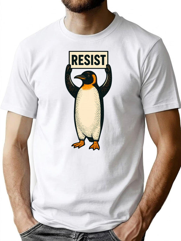 Funny Penguin Resist Cool Penguins Vintage Protest Penguin T-Shirt - White
