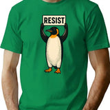 Funny Penguin Resist Cool Penguins Vintage Protest Penguin T-Shirt - Green