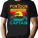 Funny Pontoon Captain Retro Vintage Style Pontoon Boat T-Shirt - Black
