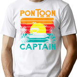 Funny Pontoon Captain Retro Vintage Style Pontoon Boat T-Shirt - White