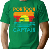Funny Pontoon Captain Retro Vintage Style Pontoon Boat T-Shirt - Green