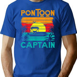 Funny Pontoon Captain Retro Vintage Style Pontoon Boat T-Shirt - Blue