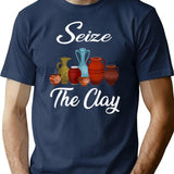 Funny Pottery Artist Seize The Clay T-Shirt - Navy
