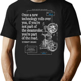 Funny Quote Steamroller Tech Drawing T-Shirt - Retro Graphic Tee for Men & Women - Black
