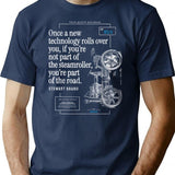 Funny Quote Steamroller Tech Drawing T-Shirt - Retro Graphic Tee for Men & Women - Navy