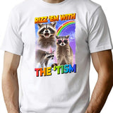 Funny Raccoon Meme Rizz Em With The Tism T-Shirt - White