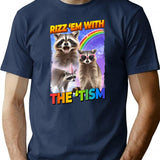 Funny Raccoon Meme Rizz Em With The Tism T-Shirt - Navy