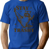 Funny Raccoon Stay Trashy Vintage 90s T-Shirt - Blue