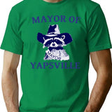 Funny Racoon Mayor Of Yapsville T-Shirt - Sarcastic Humor Graphic Tee - Green