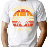 Funny Retro Spider Bite Survivor Humor T-Shirt - White