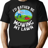 Funny Retro Vintage Lawn Mower T-Shirt - Retro Graphic Casual Tee - Black