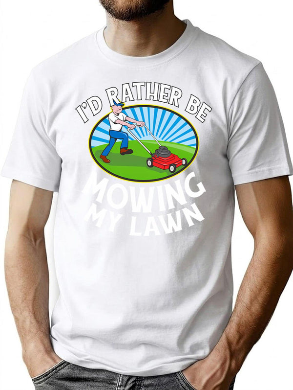 Funny Retro Vintage Lawn Mower T-Shirt - Retro Graphic Casual Tee - White